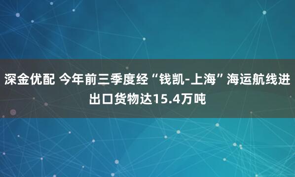 深金优配 今年前三季度经“钱凯-上海”海运航线进出口货物达15.4万吨